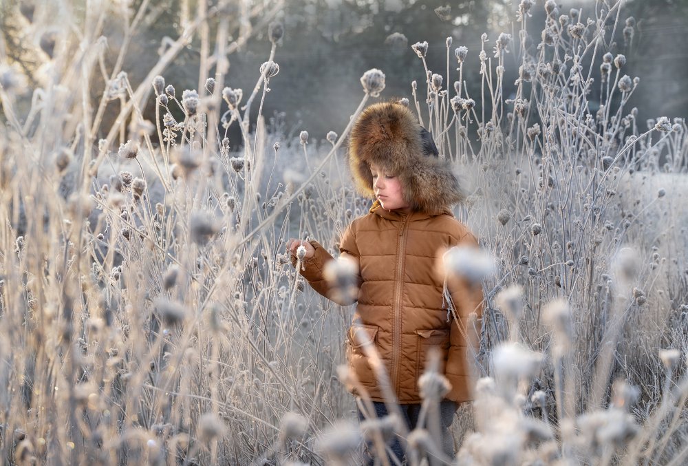 Утренний иней и мальчик!!! Morning dew and boy!!!