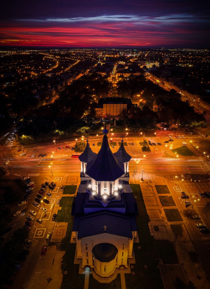 Sunset over the city
