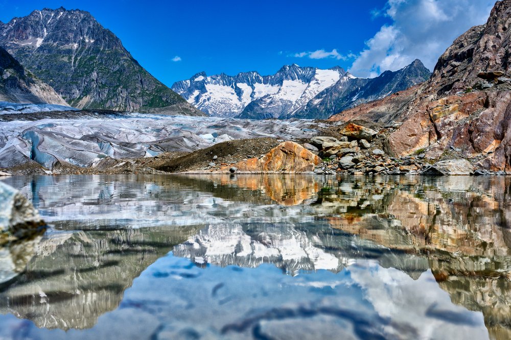Reflection on glacier