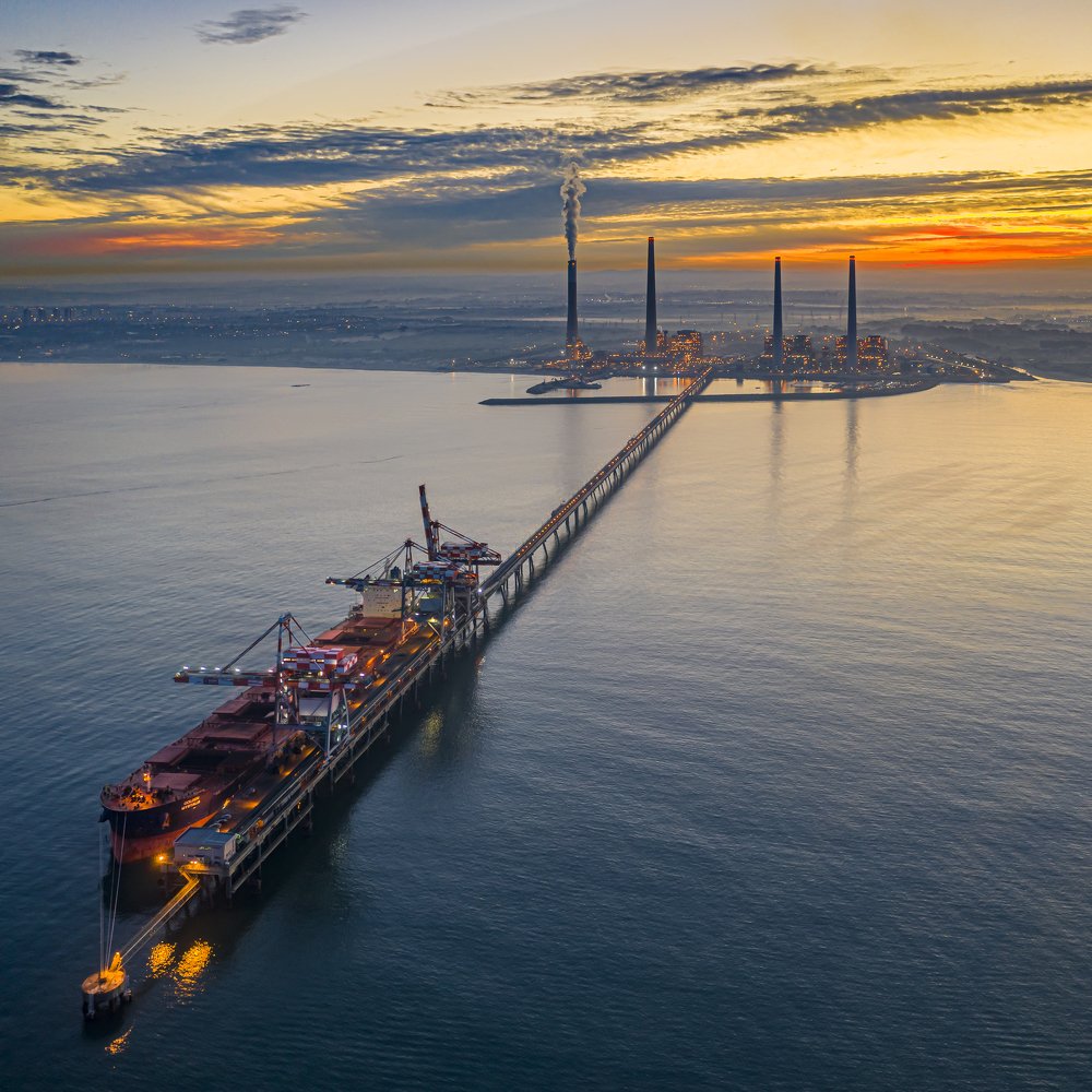 Sunrise over the power station