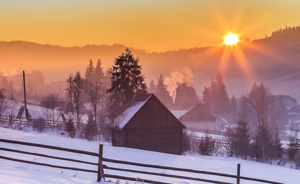 Восход солнца в Буковель.