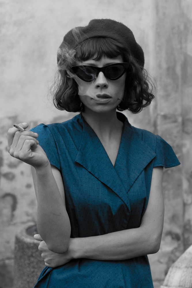 Woman with a cigarette.