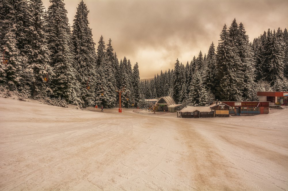 Sunset in Pamporovo ski resort