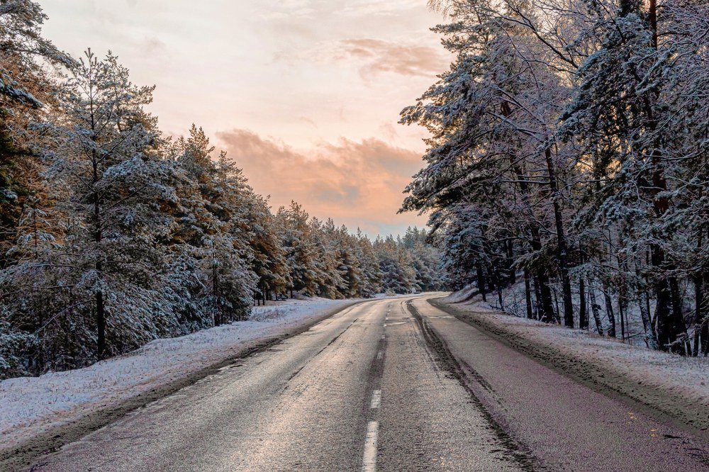 Winter morning road