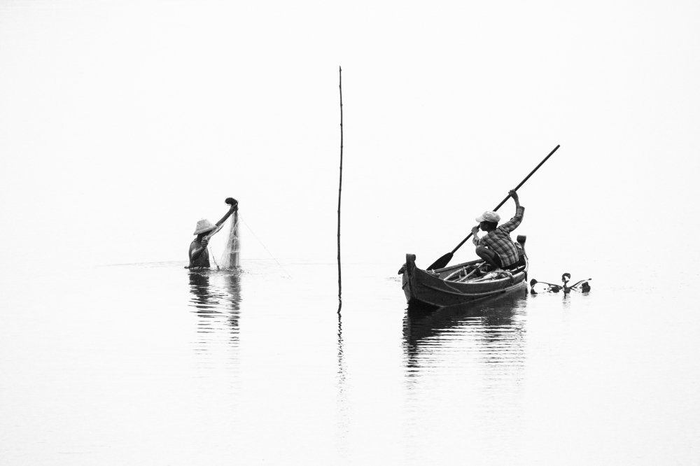 fishing on Taungthaman lake, Myanmar
