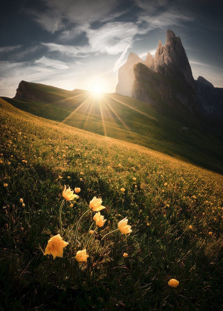 Sunrise over Seceda