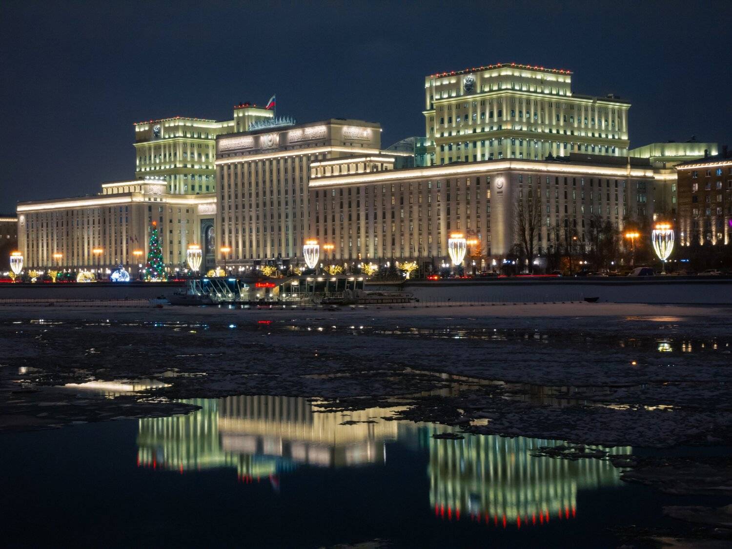 Military Academy in evening lights