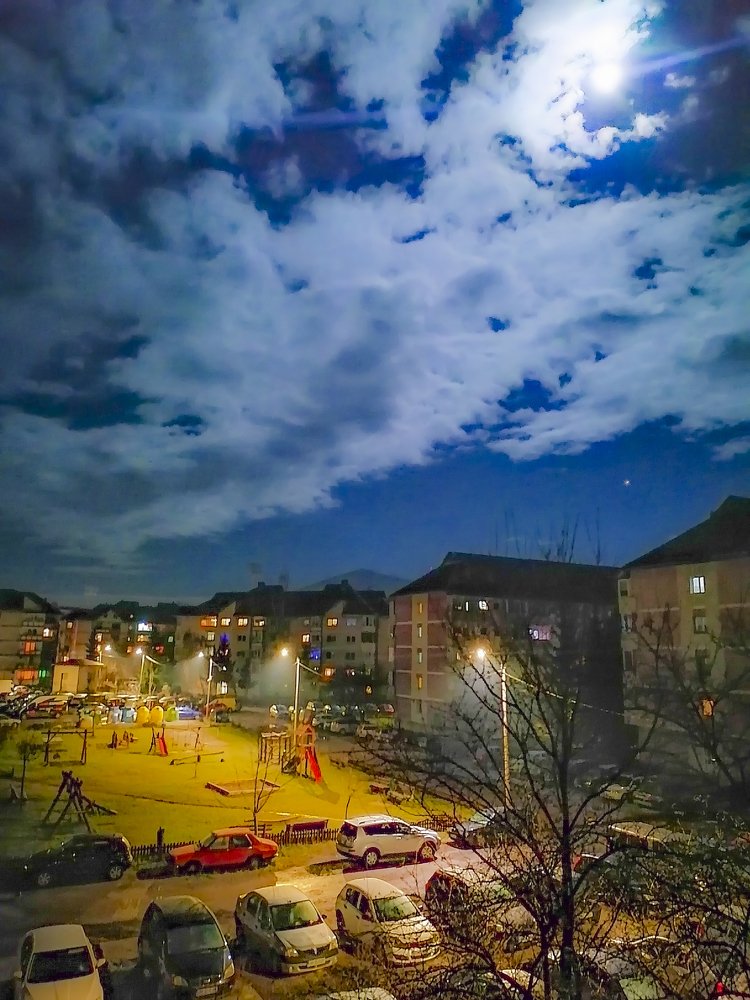 The residential area in the moonlight