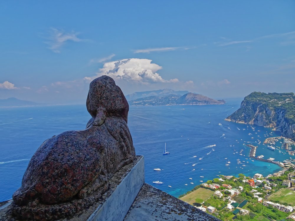 The watchful Sphinx of Capri island
