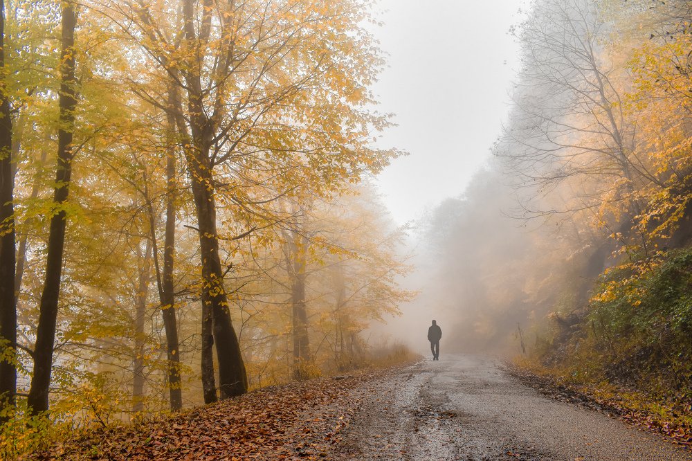 A man alone in a cold season
