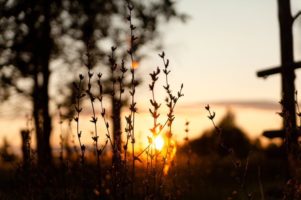 Sunset in russian village