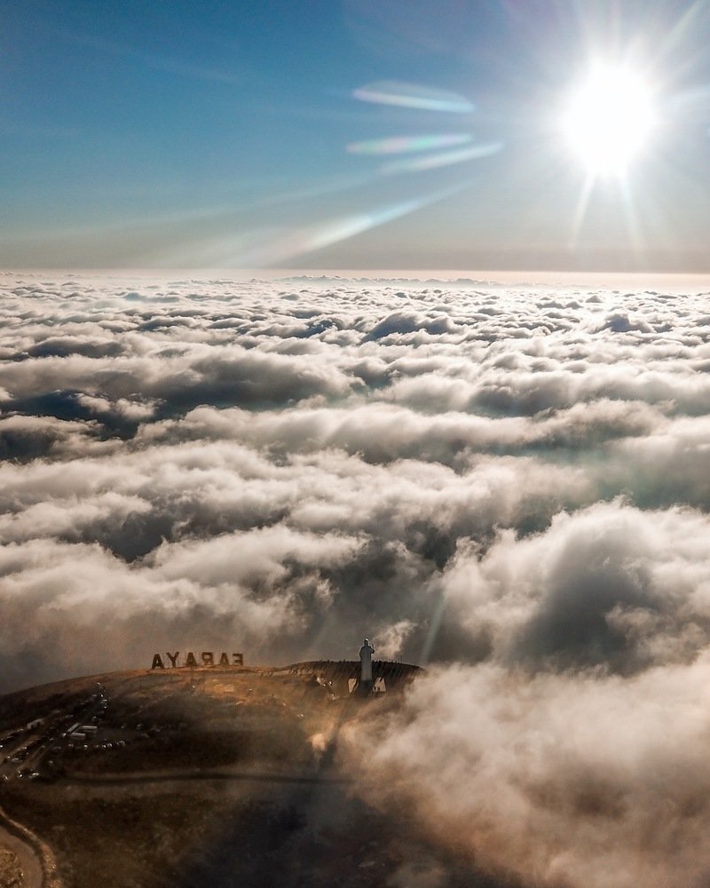 Statue of Saint Charbel above the clouds - Faraya, Lebanon