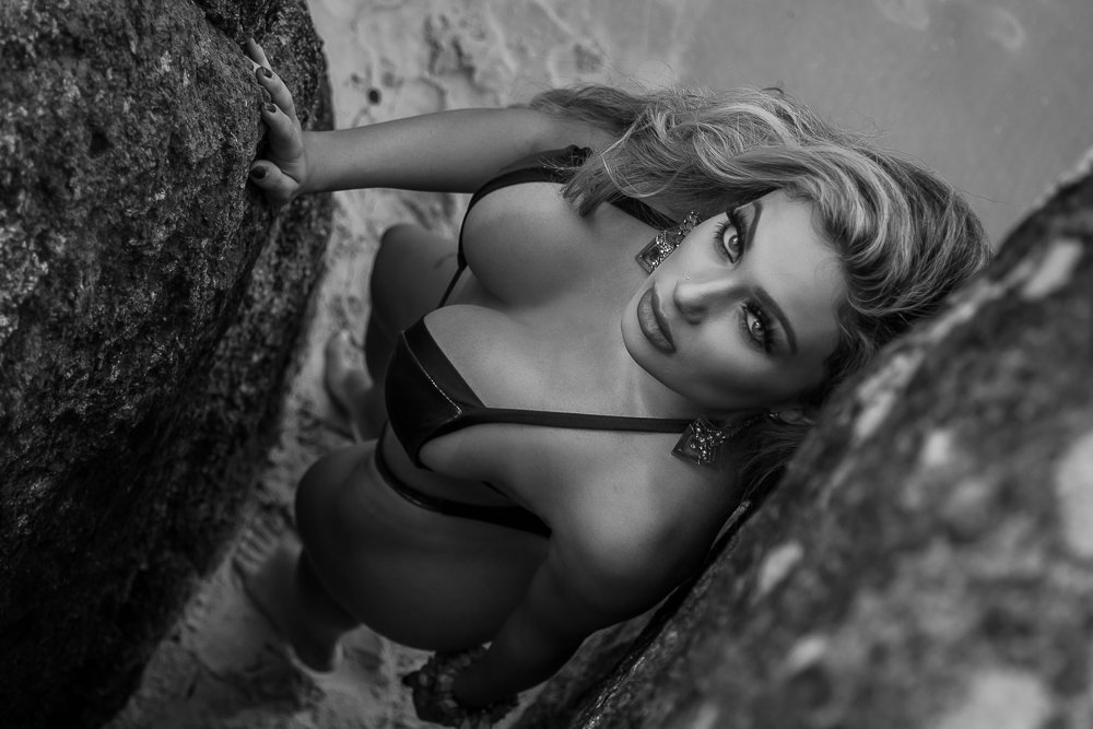 On the rocks and a beautiful woman