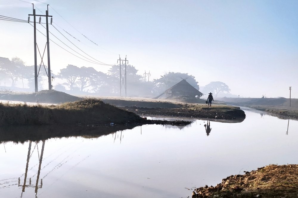 Winter morning and farmer life
