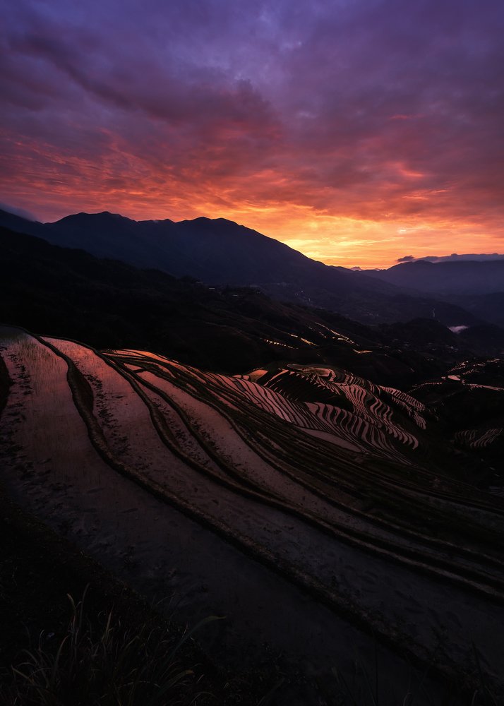 A dawn at Longji terraces