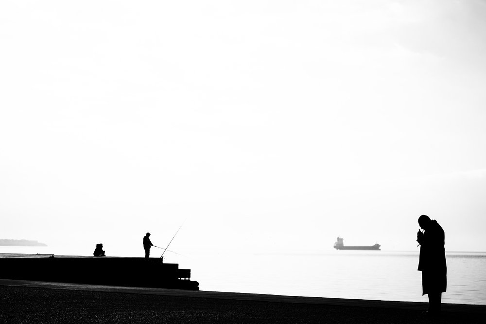 foggy harbor foggy man