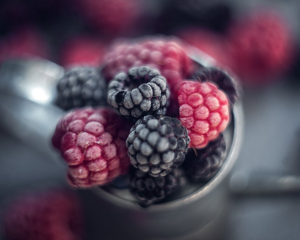 Raspberries and blackberries