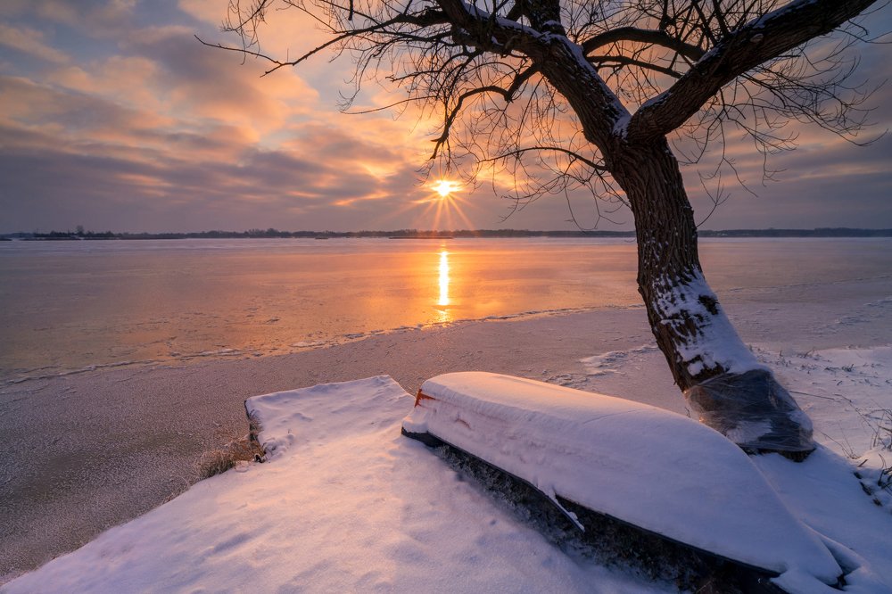 Frosty morning on the Narew River