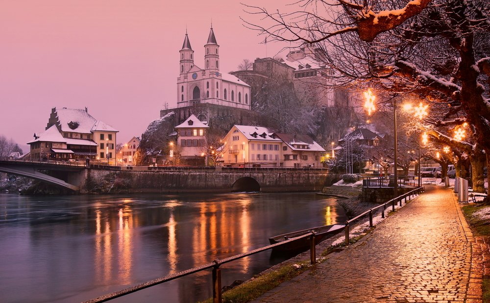 Castle Aarburg by evening, Switzerland