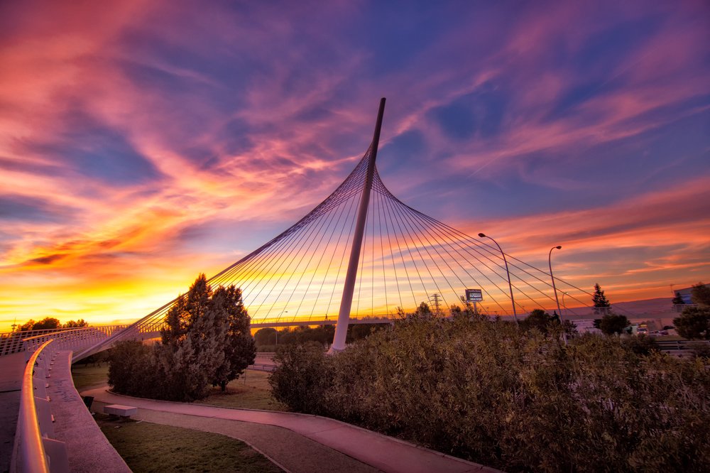 Cable-stayed walkway in Toledo (Spain)