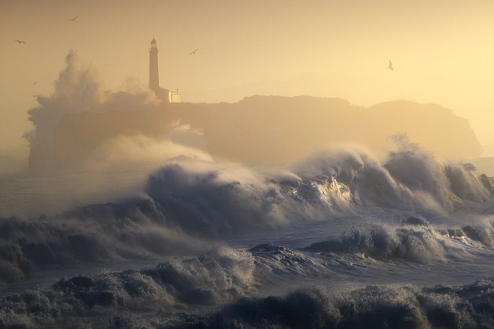 Gold sky, silver water.