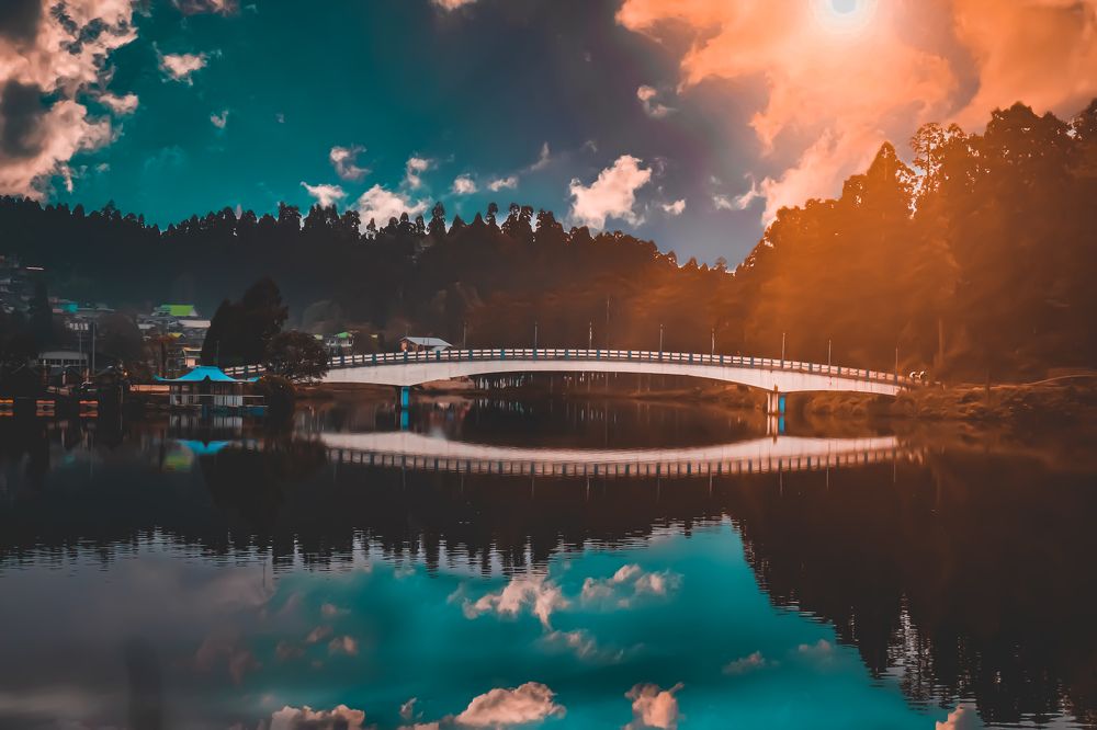 Sunrays Passing Through The Rainbow Bridge