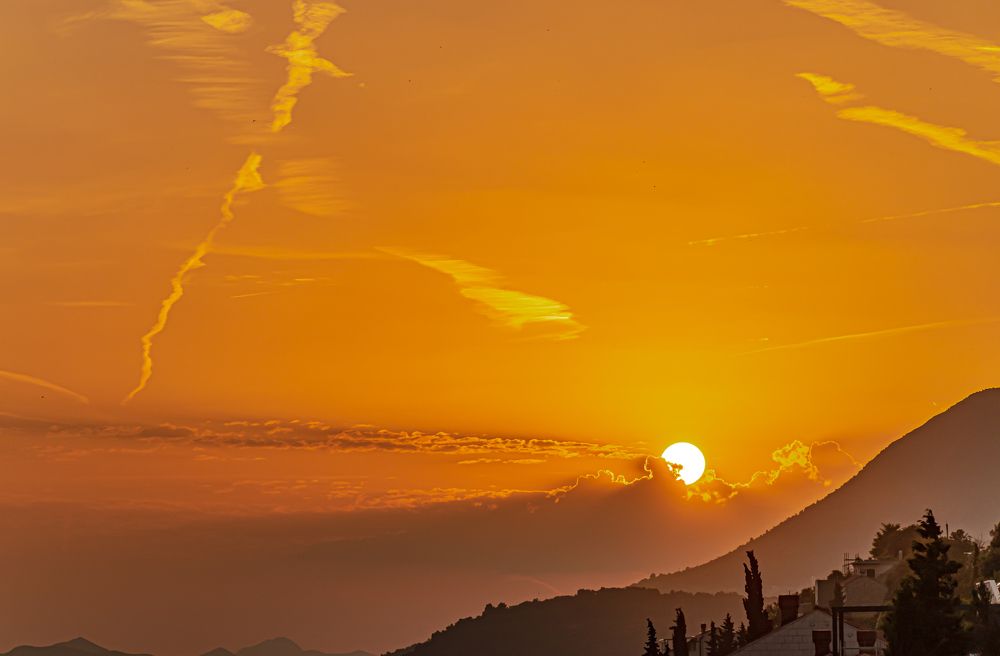 Sunset over coastline