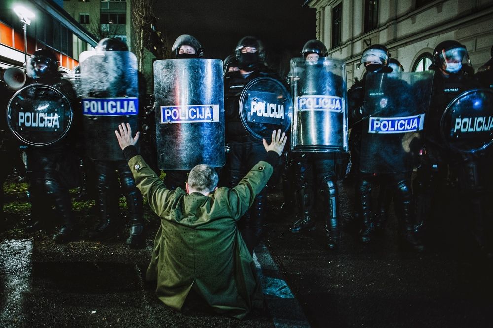 Opponents of the demolition protest in Ljubljana