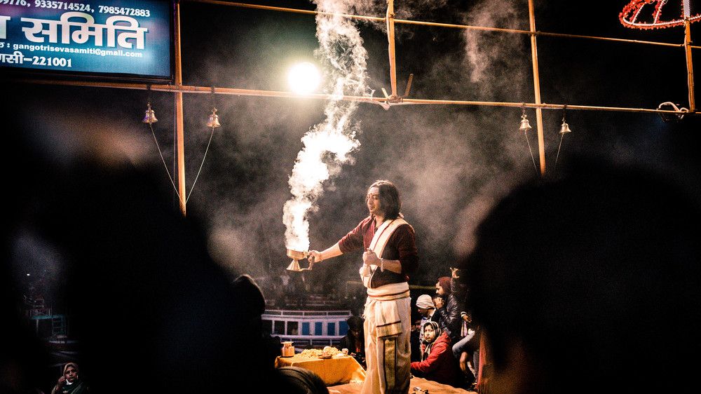 Performing Puja Ceremony every evening, Varanasi