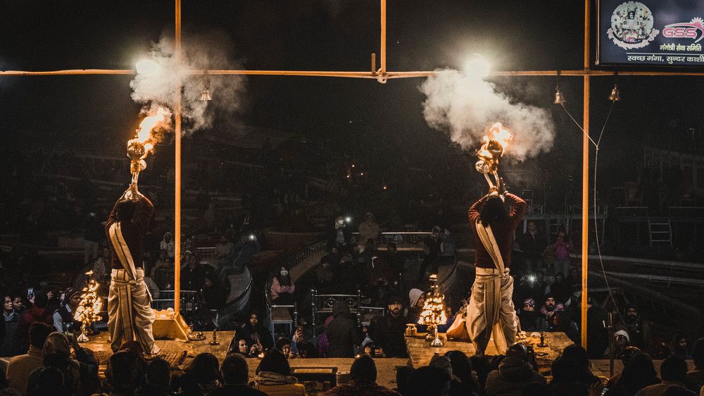 Performing Puja Ceremony every evening, Varanasi