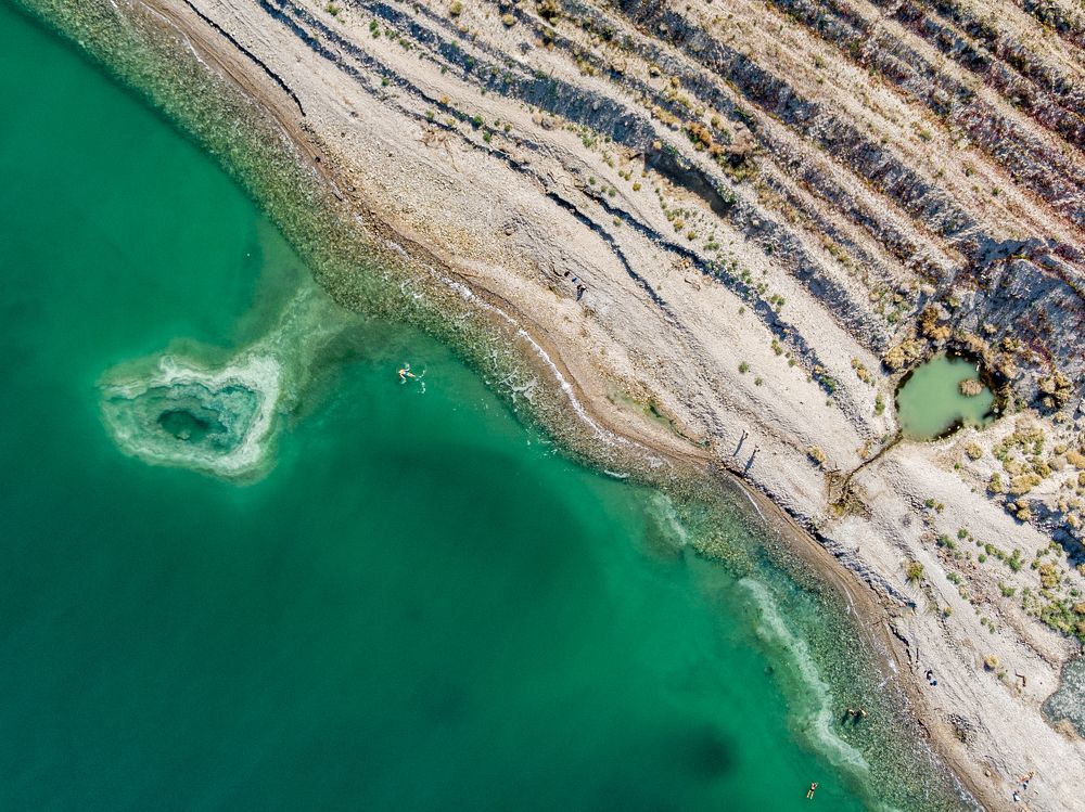 Swimming by a Sinkhole in the Dead Sea