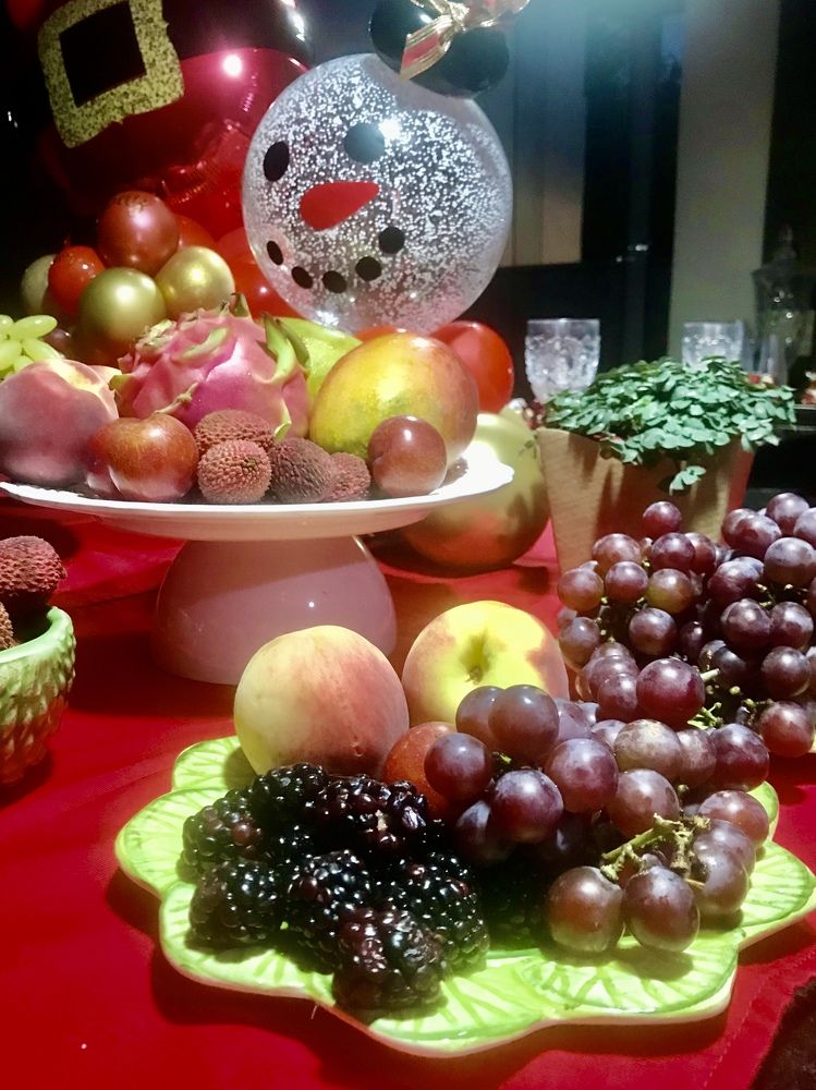 Christmas table with fruits