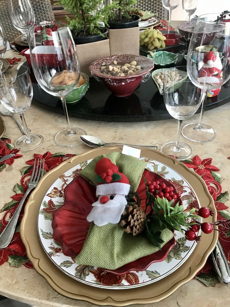Decorated table for Christmas