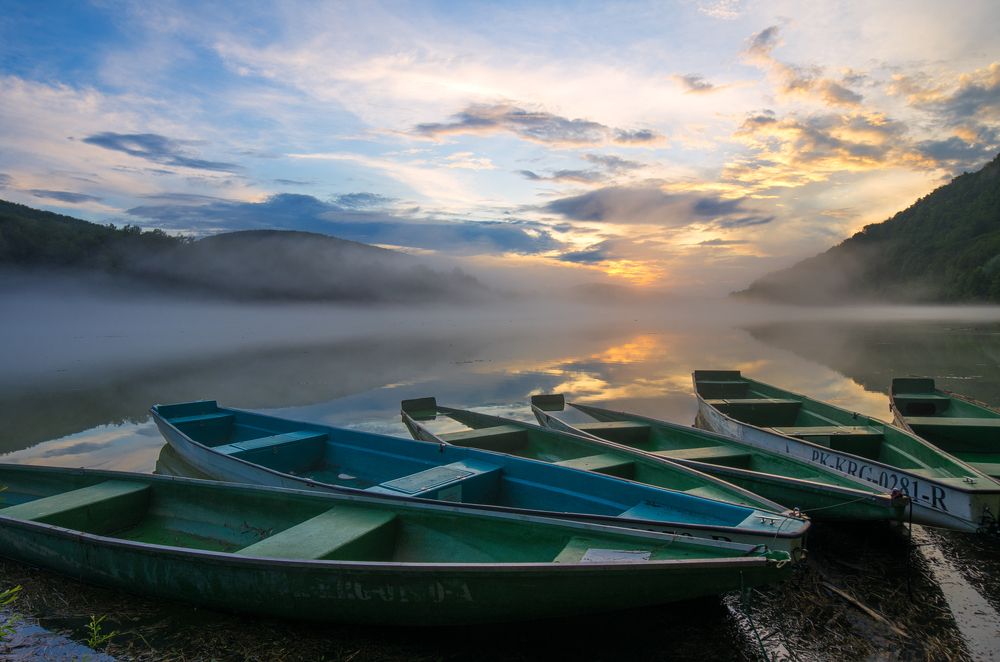 Sunset on the lake Myczkowieckie