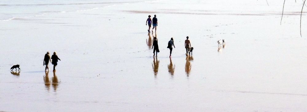 Walking in the sea-water