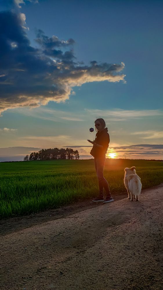 with my best friend at sunset