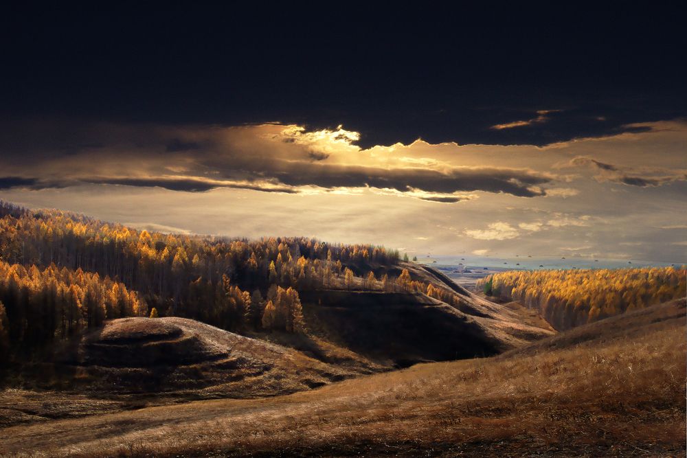 Осень у села Кочурбаево в Башкортостане.Россия.