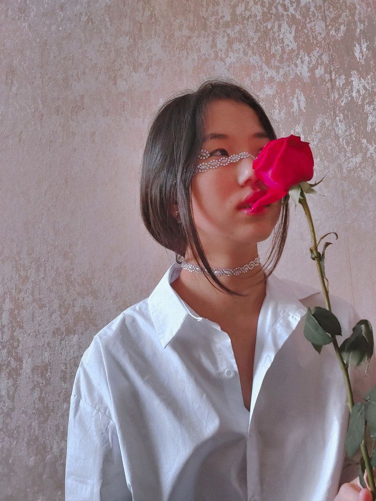 Girl and the last rose.