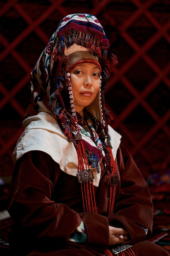 Kyrgyz Girl in Traditional Nomadic Dress