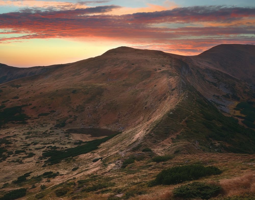 на хребте ..