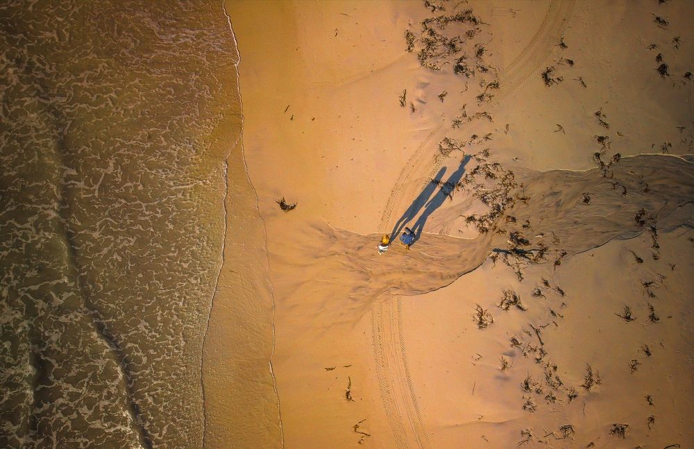 Shadow giants,Bleik Beach, Norway.