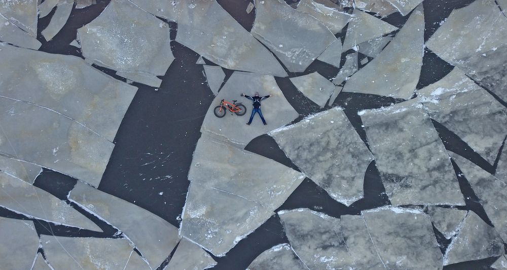 Russia, Tyumen, ice on Tura river.  Winter 2020.