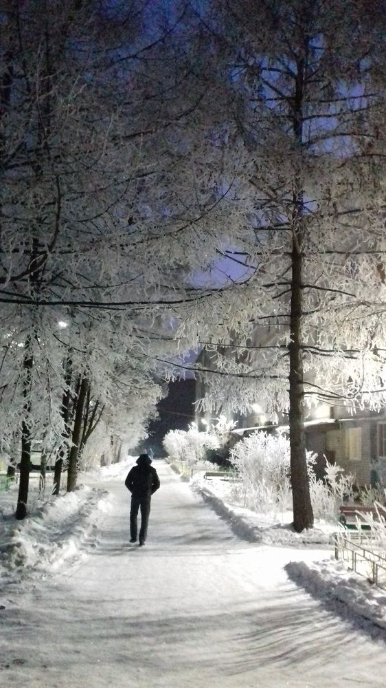 Снежная ночь. Snowy night.