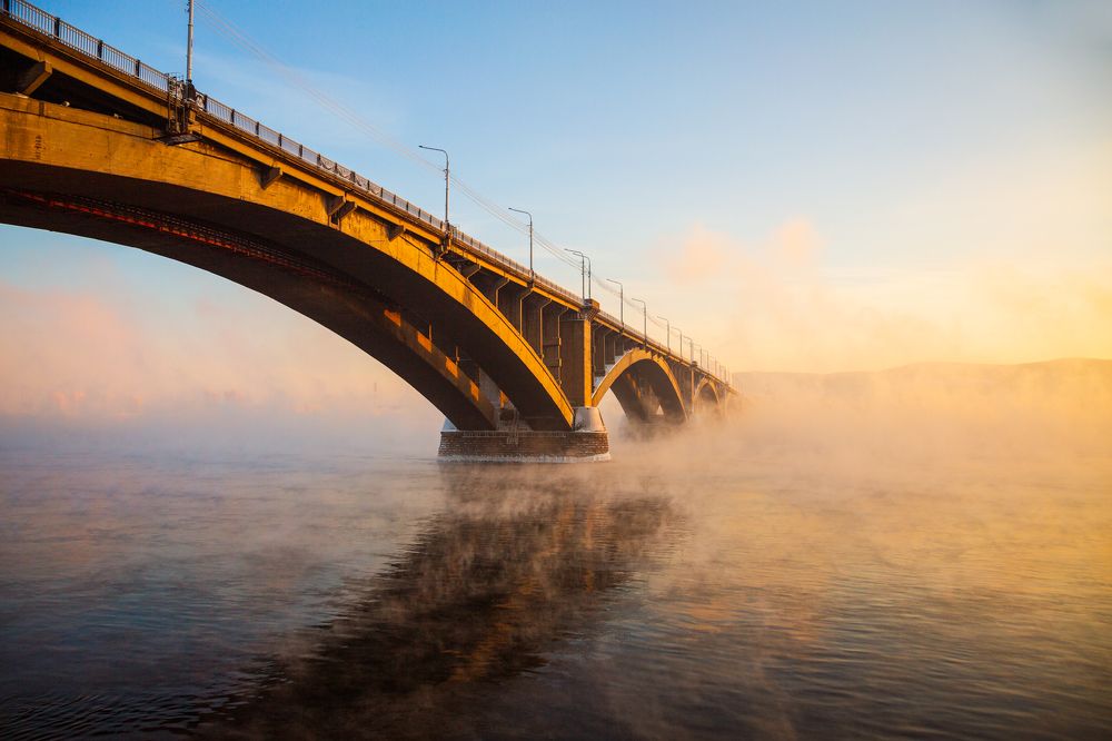 Мост через Енисей,закат
