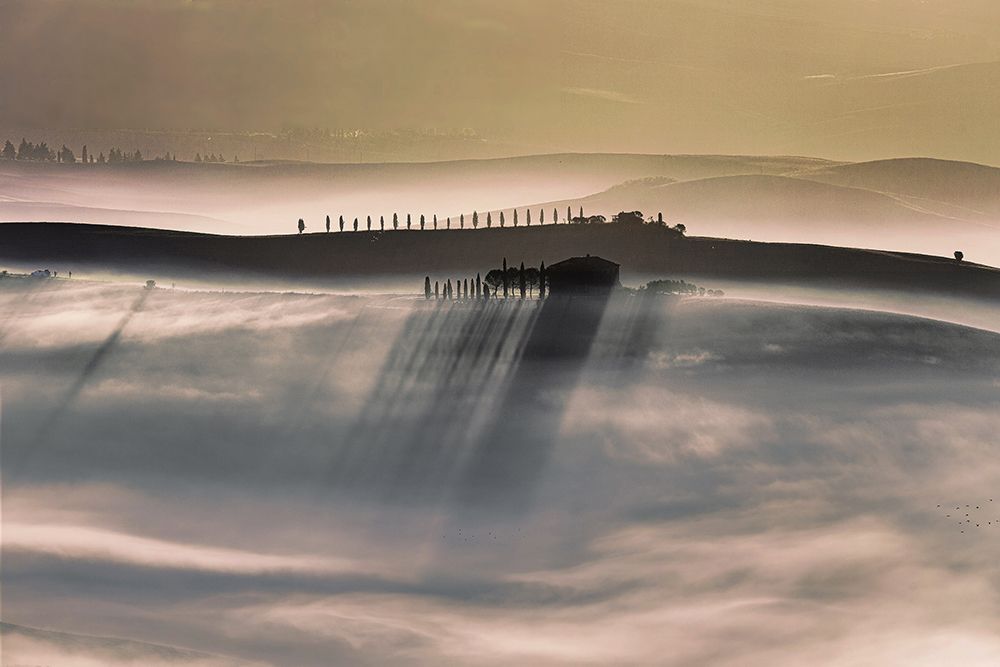 The shadows of a Tuscan farm