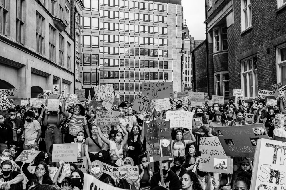 Protests over A-Level grades in London