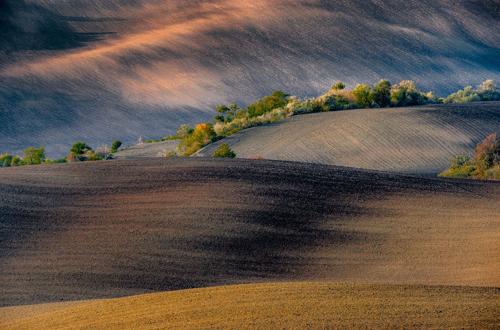 Отражение заката на полях Моравии.