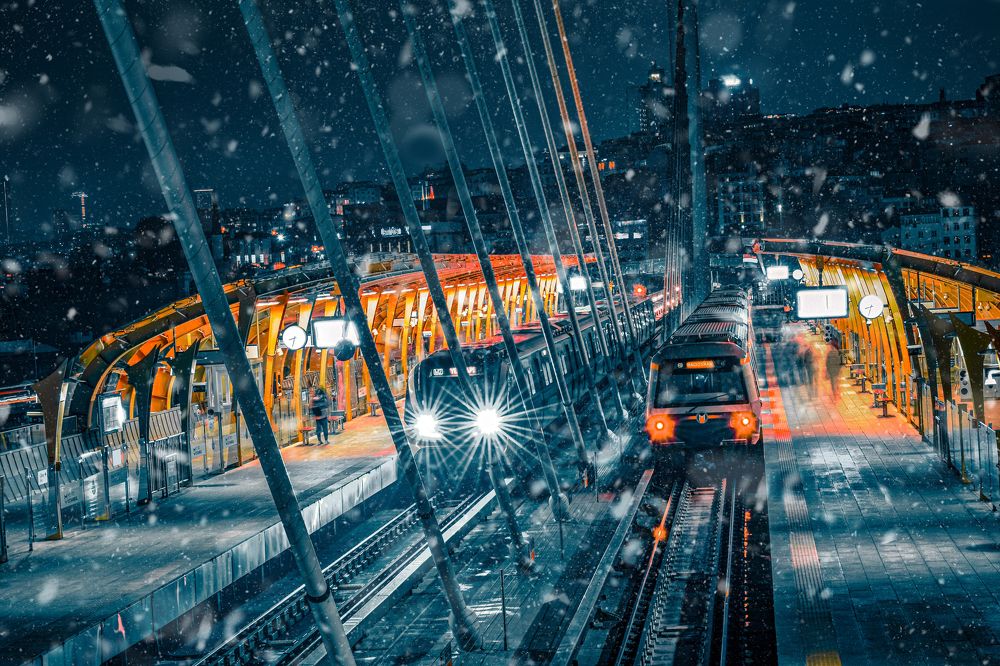 Istanbul snow at night