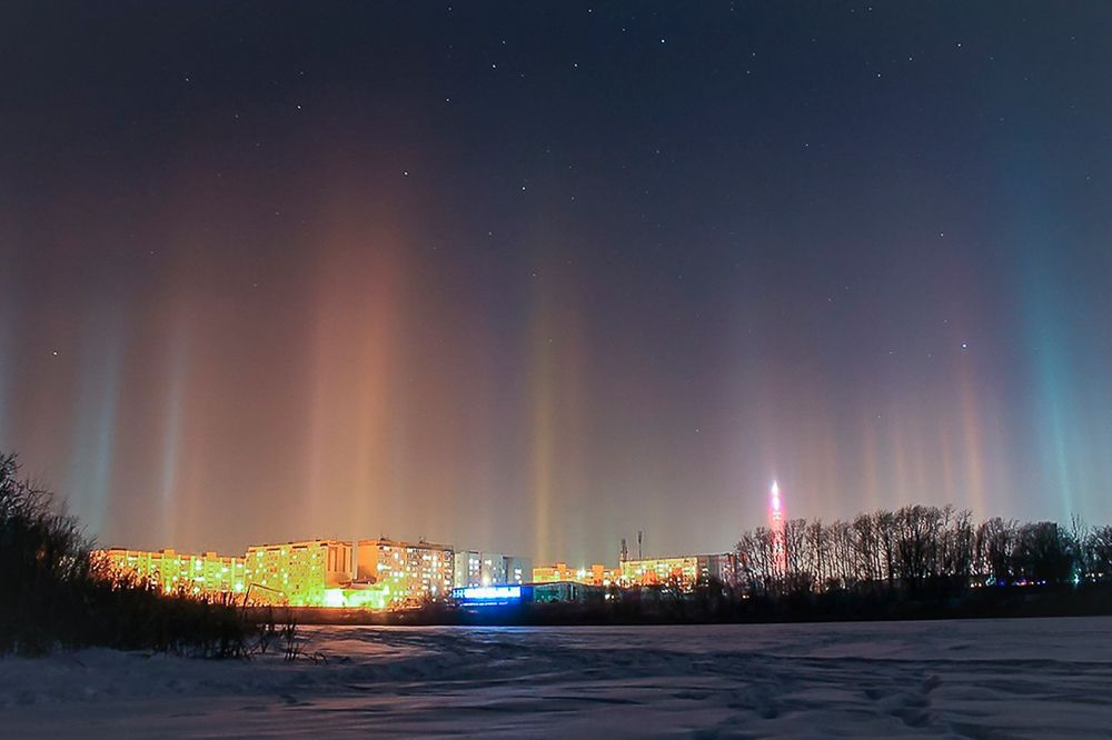 Световые столбы.