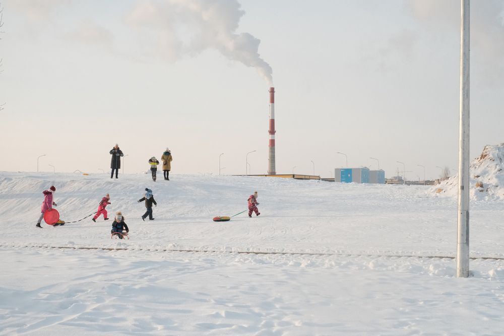 На снежной горке